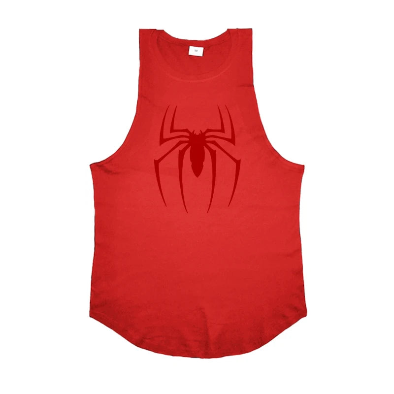 Camiseta sem mangas com estampa de aranha vermelha