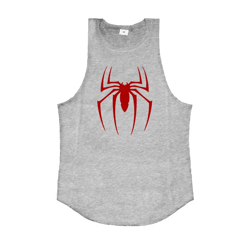 Camiseta sem mangas com estampa de aranha vermelha